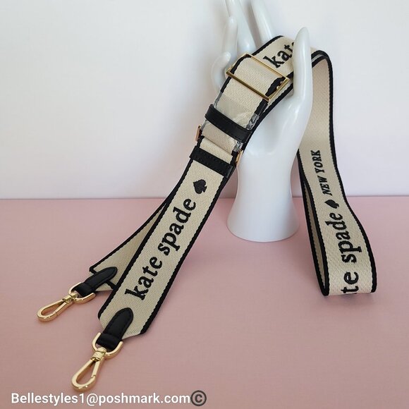KATE SPADE Webbing Bag Strap with Embroidered Logo- Light Natural color ⭐ - Picture 3 of 16